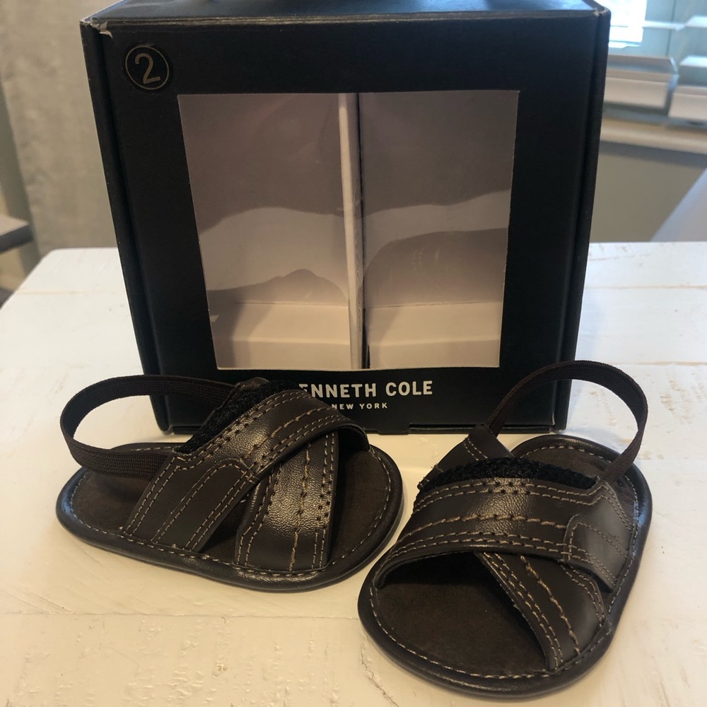 Kenneth Cole Kids Brown Leather-Look Baby Sandals